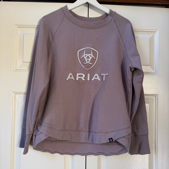 ARIAT Benecia Embossed Sweatshirt Quail Scalloped Hem Women’s size Small - Picture 3 of 11